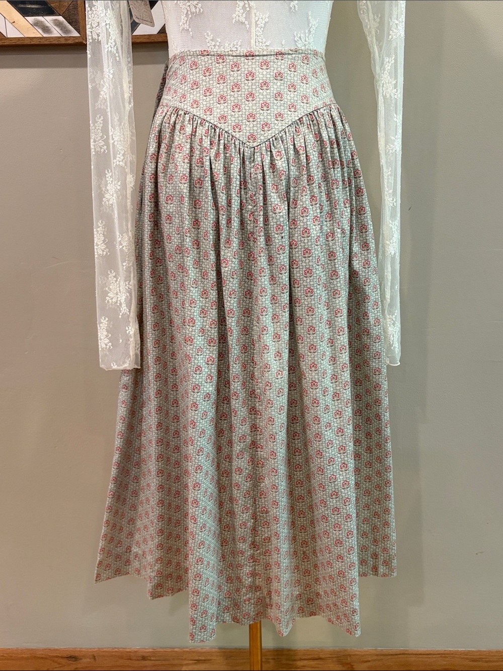 Vintage Ralph Lauren 80s Cotton Floral Prairie Midi Skirt Cottagecore size 4 - Picture 8 of 14